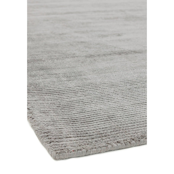 Reko Modern Plain Textured Ribbed Lines Viscose/Cotton Shimmer Flatweave Silver Rug-Asiatic Carpets-Rug Love - The Most Loved Rug Store