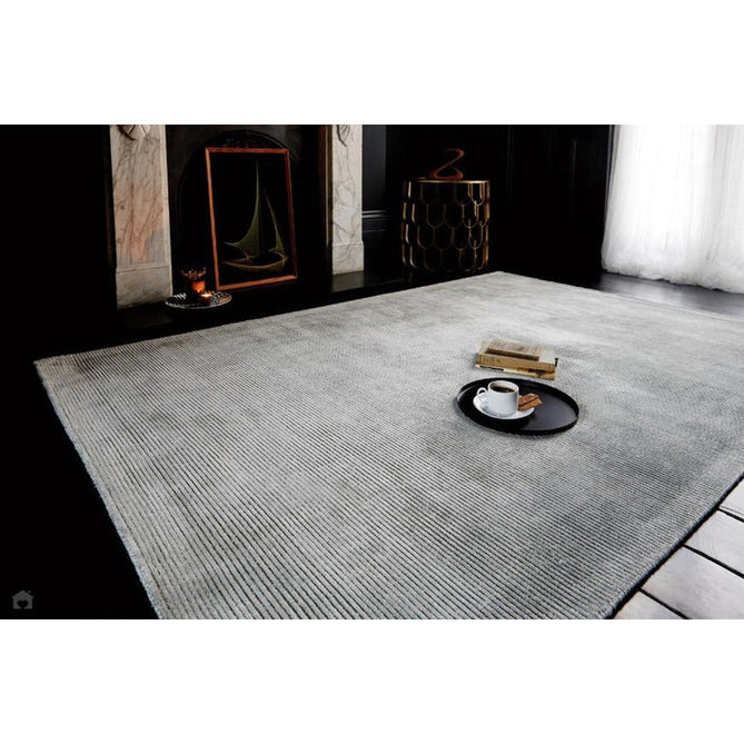 Reko Modern Plain Textured Ribbed Lines Viscose/Cotton Shimmer Flatweave Silver Rug-Asiatic Carpets-Rug Love - The Most Loved Rug Store