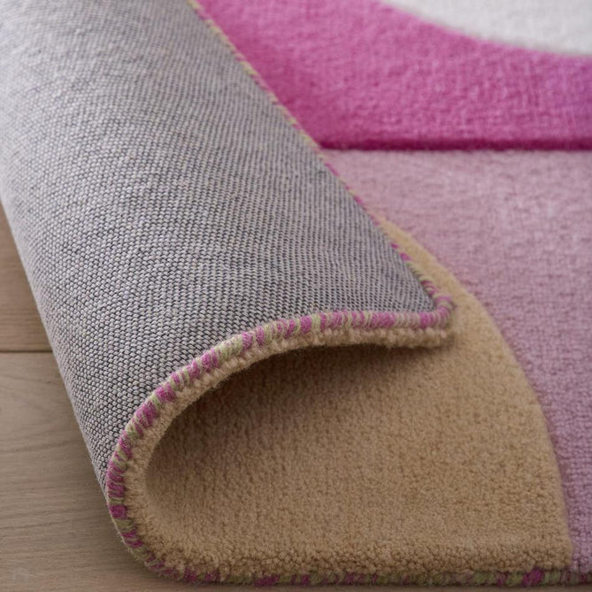 Retro Deco Modern Curved Layered Geometric Colour Block Hand-Woven Wool Fuchsia Pink/Blush/Warm Rust/Golden Yellow/Mint Green/Ivory/Soft Beige Rug-Origins-Rug Love - The Most Loved Rug Store