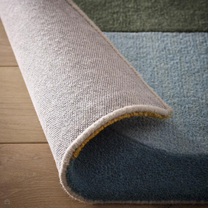Retro Deco Modern Curved Layered Geometric Colour Block Hand-Woven Wool Teal Blue/Navy Blue/Mustard/Olive/Sky Blue/Beige/Soft Ivory Rug-Origins-Rug Love - The Most Loved Rug Store