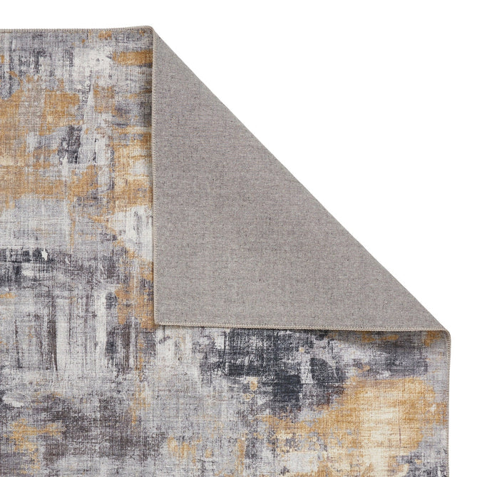 Rio G4719 Modern Abstract Distressed Lightweight Printed Polyester Flatweave Grey/Yellow Rug-Think Rugs-Rug Love - The Most Loved Rug Store
