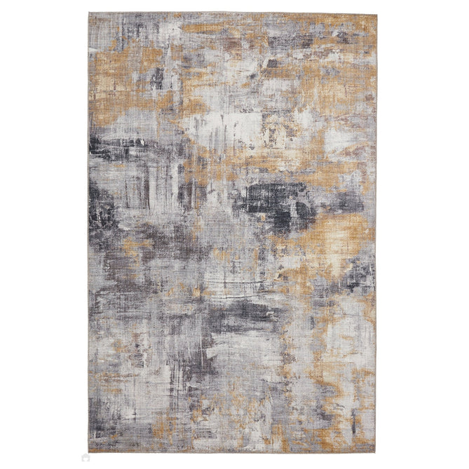 Rio G4719 Modern Abstract Distressed Lightweight Printed Polyester Flatweave Grey/Yellow Rug-Think Rugs-Rug Love - The Most Loved Rug Store