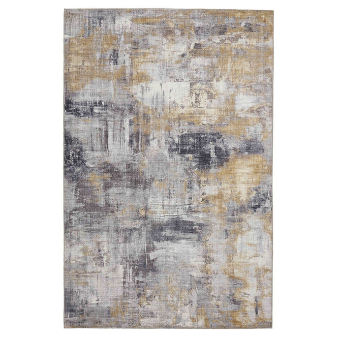 Rio G4719 Modern Abstract Distressed Lightweight Printed Polyester Flatweave Grey/Yellow Rug-Think Rugs-Rug Love - The Most Loved Rug Store