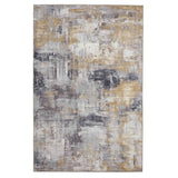 Rio G4719 Modern Abstract Distressed Printed Polyester Flatweave Grey/Yellow Rug