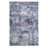 Rio G4719 Modern Abstract Distressed Printed Polyester Flatweave Pink/Blue Rug