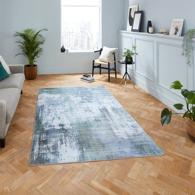Rio G5536 Modern Abstract Distressed Lightweight Printed Polyester Flatweave Grey/Green Rug-Think Rugs-Rug Love - The Most Loved Rug Store