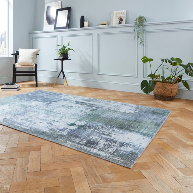 Rio G5536 Modern Abstract Distressed Lightweight Printed Polyester Flatweave Grey/Green Rug-Think Rugs-Rug Love - The Most Loved Rug Store