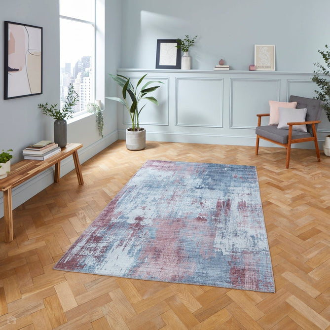 Rio G5536 Modern Abstract Distressed Lightweight Printed Polyester Flatweave Grey/Rose Rug-Think Rugs-Rug Love - The Most Loved Rug Store