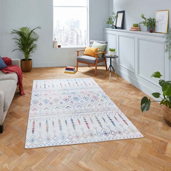 Rio K5308 Modern Abstract Distressed Lightweight Printed Polyester Flatweave Multicolour Rug-Think Rugs-Rug Love - The Most Loved Rug Store