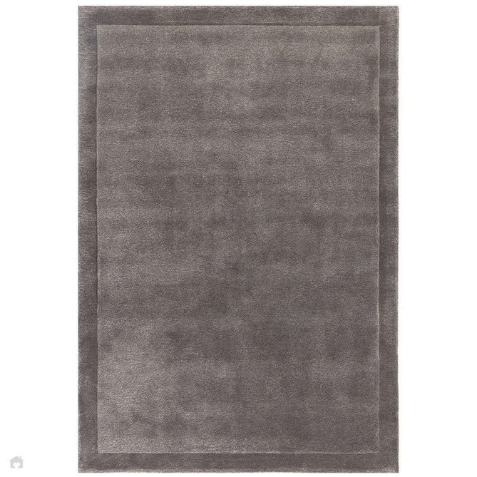 Rise Modern Plain Hi-Low Border Tonal Shimmer Hand-Carved High-Density Heavyweight Wool & Viscose Blend Charcoal Grey Rug-Asiatic Carpets-Rug Love - The Most Loved Rug Store