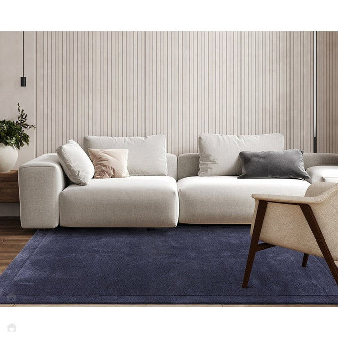 Rise Modern Plain Hi-Low Border Tonal Shimmer Hand-Carved High-Density Heavyweight Wool & Viscose Blend Navy Rug-Asiatic Carpets-Rug Love - The Most Loved Rug Store