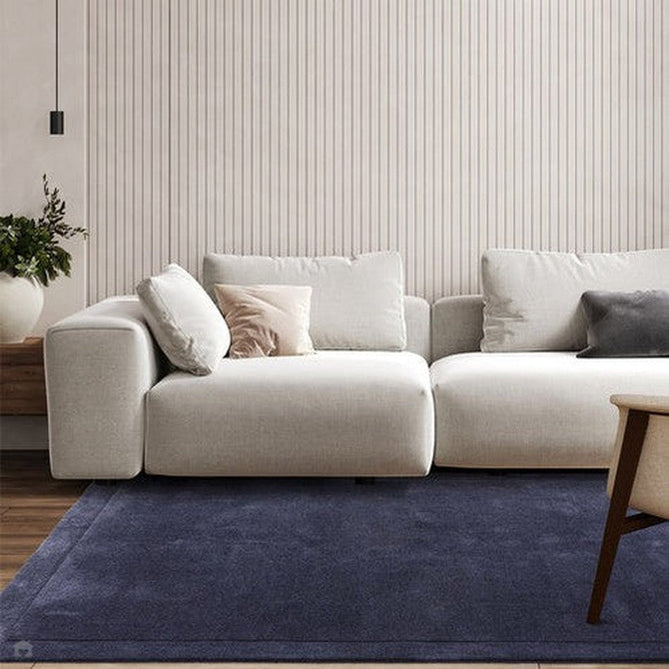 Rise Modern Plain Hi-Low Border Tonal Shimmer Hand-Carved High-Density Heavyweight Wool & Viscose Blend Navy Rug-Asiatic Carpets-Rug Love - The Most Loved Rug Store