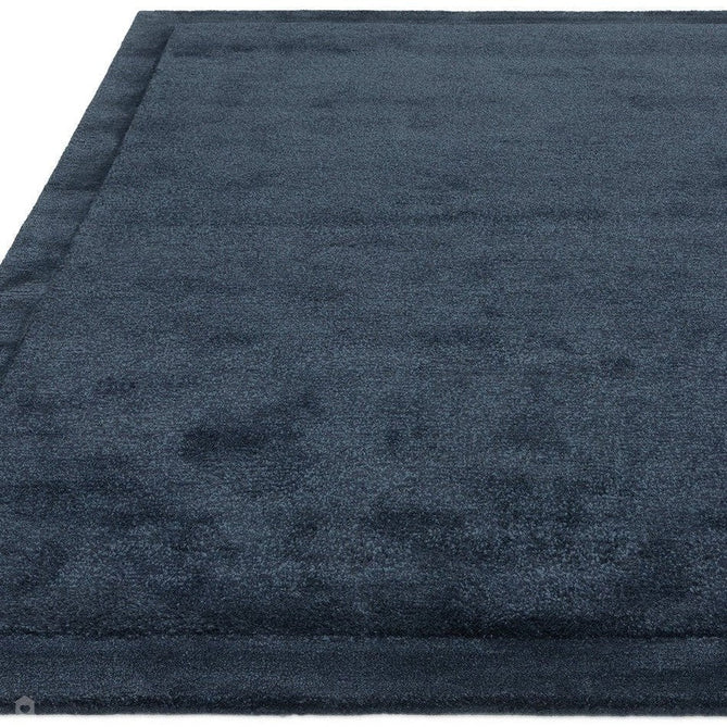 Rise Modern Plain Hi-Low Border Tonal Shimmer Hand-Carved High-Density Heavyweight Wool & Viscose Blend Navy Rug-Asiatic Carpets-Rug Love - The Most Loved Rug Store