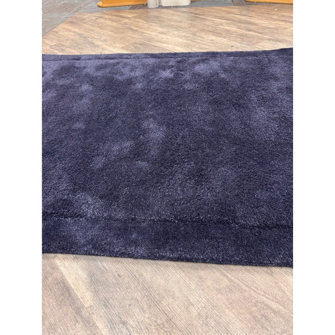 Rise Modern Plain Hi-Low Border Tonal Shimmer Hand-Carved High-Density Heavyweight Wool & Viscose Blend Navy Rug-Asiatic Carpets-Rug Love - The Most Loved Rug Store