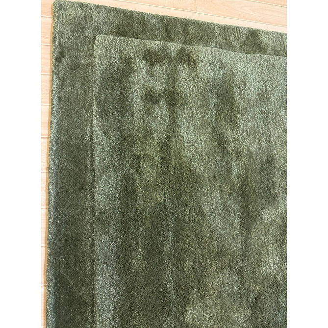 Rise Modern Plain Hi-Low Border Tonal Shimmer Hand-Carved High-Density Heavyweight Wool & Viscose Blend Olive Rug-Asiatic Carpets-Rug Love - The Most Loved Rug Store