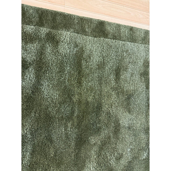 Rise Modern Plain Hi-Low Border Tonal Shimmer Hand-Carved High-Density Heavyweight Wool & Viscose Blend Olive Rug-Asiatic Carpets-Rug Love - The Most Loved Rug Store