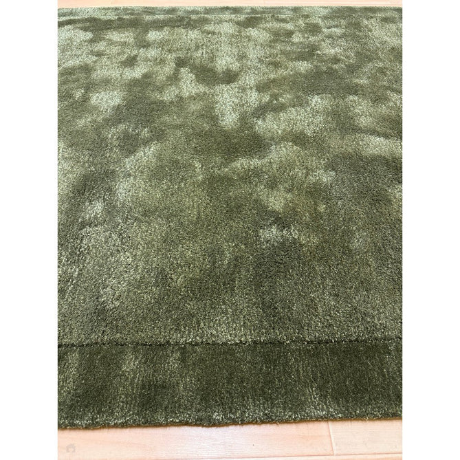 Rise Modern Plain Hi-Low Border Tonal Shimmer Hand-Carved High-Density Heavyweight Wool & Viscose Blend Olive Rug-Asiatic Carpets-Rug Love - The Most Loved Rug Store