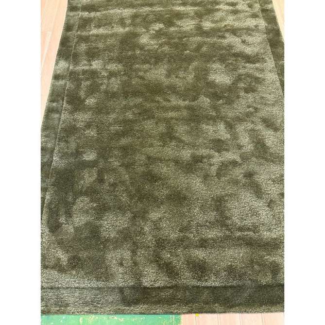 Rise Modern Plain Hi-Low Border Tonal Shimmer Hand-Carved High-Density Heavyweight Wool & Viscose Blend Olive Rug-Asiatic Carpets-Rug Love - The Most Loved Rug Store