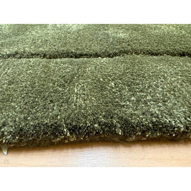 Rise Modern Plain Hi-Low Border Tonal Shimmer Hand-Carved High-Density Heavyweight Wool & Viscose Blend Olive Rug-Asiatic Carpets-Rug Love - The Most Loved Rug Store