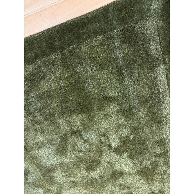 Rise Modern Plain Hi-Low Border Tonal Shimmer Hand-Carved High-Density Heavyweight Wool & Viscose Blend Olive Rug-Asiatic Carpets-Rug Love - The Most Loved Rug Store