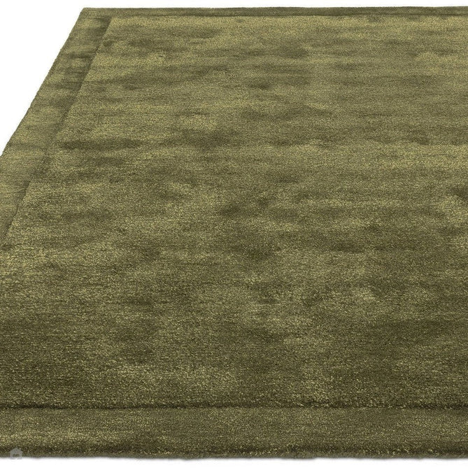 Rise Modern Plain Hi-Low Border Tonal Shimmer Hand-Carved High-Density Heavyweight Wool & Viscose Blend Olive Rug-Asiatic Carpets-Rug Love - The Most Loved Rug Store