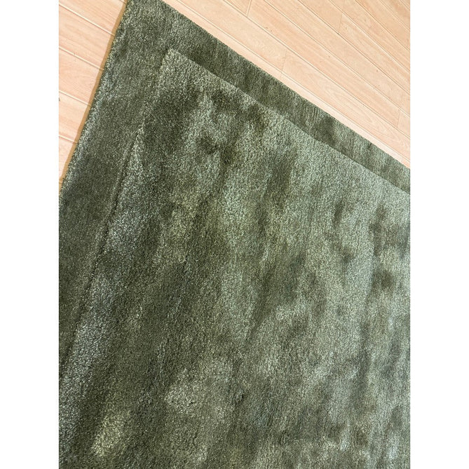 Rise Modern Plain Hi-Low Border Tonal Shimmer Hand-Carved High-Density Heavyweight Wool & Viscose Blend Olive Rug-Asiatic Carpets-Rug Love - The Most Loved Rug Store