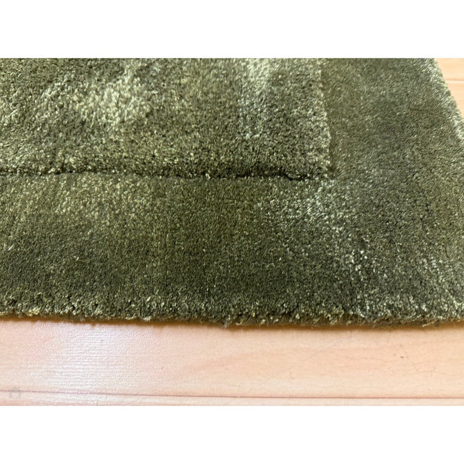 Rise Modern Plain Hi-Low Border Tonal Shimmer Hand-Carved High-Density Heavyweight Wool & Viscose Blend Olive Rug-Asiatic Carpets-Rug Love - The Most Loved Rug Store