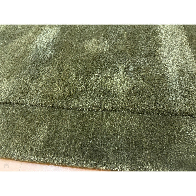 Rise Modern Plain Hi-Low Border Tonal Shimmer Hand-Carved High-Density Heavyweight Wool & Viscose Blend Olive Rug-Asiatic Carpets-Rug Love - The Most Loved Rug Store