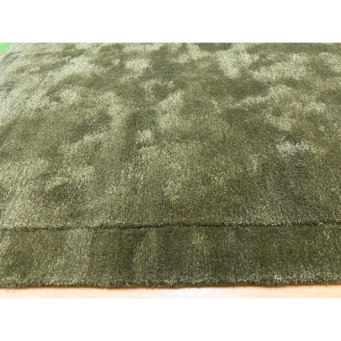 Rise Modern Plain Hi-Low Border Tonal Shimmer Hand-Carved High-Density Heavyweight Wool & Viscose Blend Olive Rug-Asiatic Carpets-Rug Love - The Most Loved Rug Store