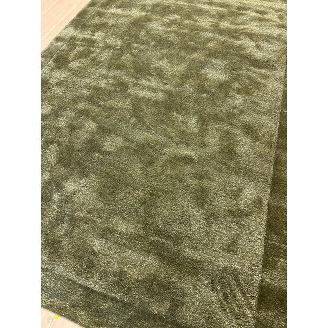 Rise Modern Plain Hi-Low Border Tonal Shimmer Hand-Carved High-Density Heavyweight Wool & Viscose Blend Olive Rug-Asiatic Carpets-Rug Love - The Most Loved Rug Store