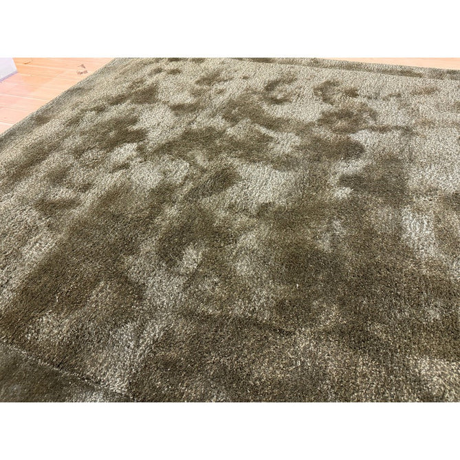 Rise Modern Plain Hi-Low Border Tonal Shimmer Hand-Carved High-Density Heavyweight Wool & Viscose Blend Olive Rug-Asiatic Carpets-Rug Love - The Most Loved Rug Store