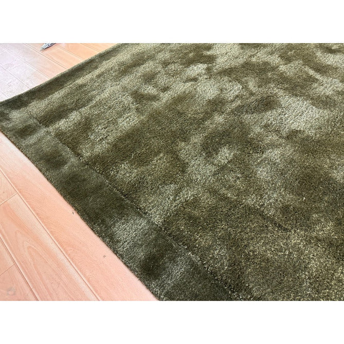Rise Modern Plain Hi-Low Border Tonal Shimmer Hand-Carved High-Density Heavyweight Wool & Viscose Blend Olive Rug-Asiatic Carpets-Rug Love - The Most Loved Rug Store