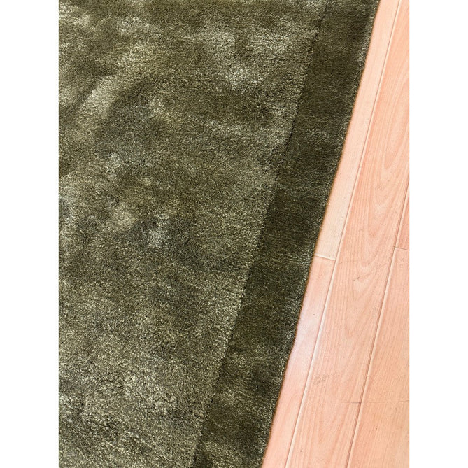 Rise Modern Plain Hi-Low Border Tonal Shimmer Hand-Carved High-Density Heavyweight Wool & Viscose Blend Olive Rug-Asiatic Carpets-Rug Love - The Most Loved Rug Store