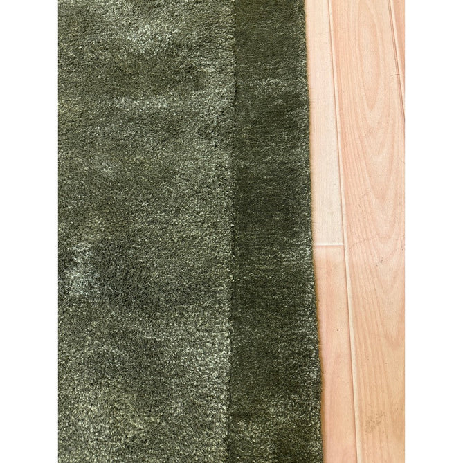 Rise Modern Plain Hi-Low Border Tonal Shimmer Hand-Carved High-Density Heavyweight Wool & Viscose Blend Olive Rug-Asiatic Carpets-Rug Love - The Most Loved Rug Store