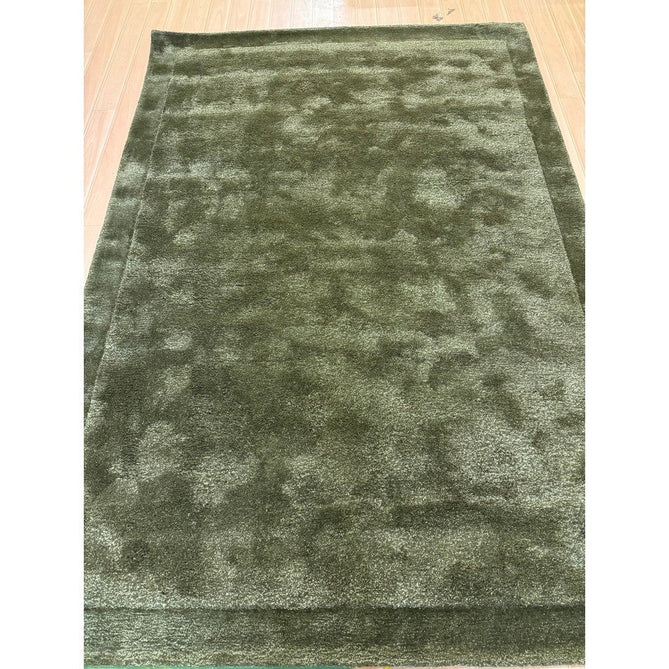 Rise Modern Plain Hi-Low Border Tonal Shimmer Hand-Carved High-Density Heavyweight Wool & Viscose Blend Olive Rug-Asiatic Carpets-Rug Love - The Most Loved Rug Store