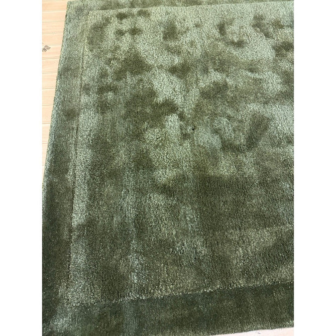 Rise Modern Plain Hi-Low Border Tonal Shimmer Hand-Carved High-Density Heavyweight Wool & Viscose Blend Olive Rug-Asiatic Carpets-Rug Love - The Most Loved Rug Store