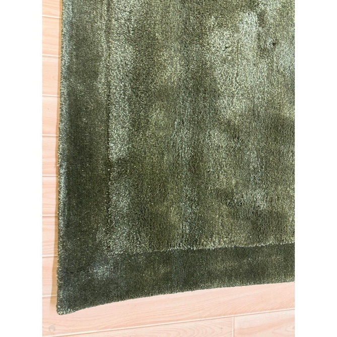 Rise Modern Plain Hi-Low Border Tonal Shimmer Hand-Carved High-Density Heavyweight Wool & Viscose Blend Olive Rug-Asiatic Carpets-Rug Love - The Most Loved Rug Store