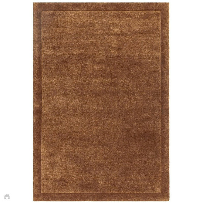 Rise Modern Plain Hi-Low Border Tonal Shimmer Hand-Carved High-Density Heavyweight Wool & Viscose Blend Rust Rug-Asiatic Carpets-Rug Love - The Most Loved Rug Store