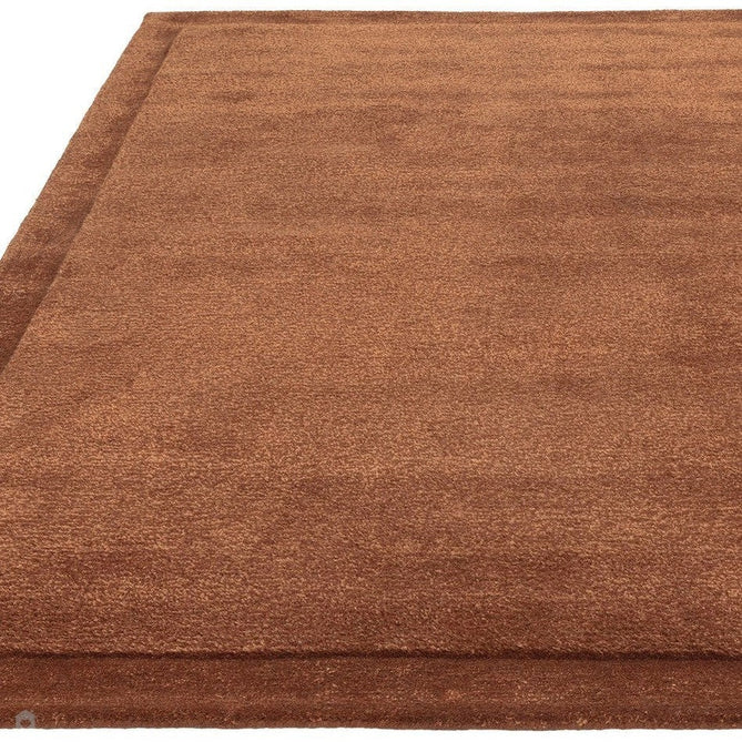 Rise Modern Plain Hi-Low Border Tonal Shimmer Hand-Carved High-Density Heavyweight Wool & Viscose Blend Rust Rug-Asiatic Carpets-Rug Love - The Most Loved Rug Store