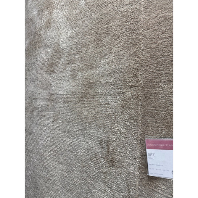 Rise Modern Plain Hi-Low Border Tonal Shimmer Hand-Carved High-Density Heavyweight Wool & Viscose Blend Sand Rug-Asiatic Carpets-Rug Love - The Most Loved Rug Store