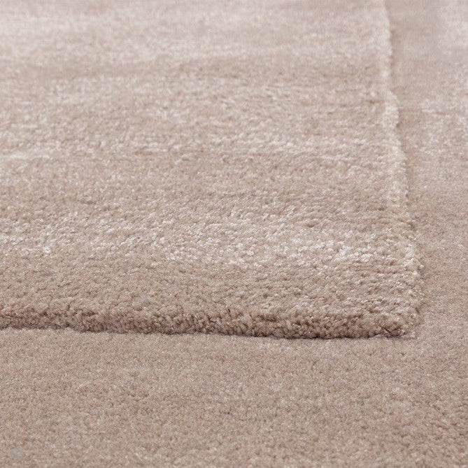Rise Modern Plain Hi-Low Border Tonal Shimmer Hand-Carved High-Density Heavyweight Wool & Viscose Blend Sand Rug-Asiatic Carpets-Rug Love - The Most Loved Rug Store