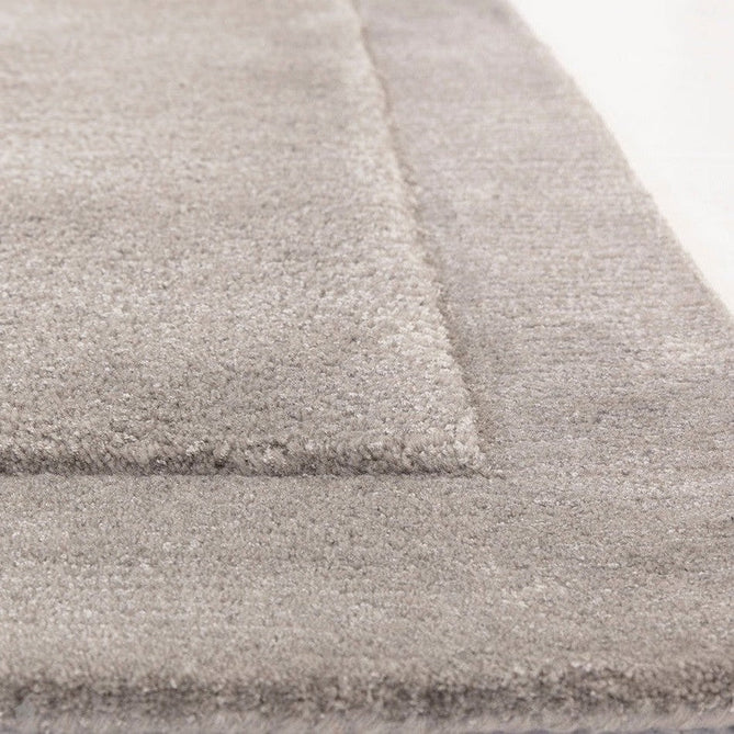 Rise Modern Plain Hi-Low Border Tonal Shimmer Hand-Carved High-Density Heavyweight Wool & Viscose Blend Silver Rug-Asiatic Carpets-Rug Love - The Most Loved Rug Store