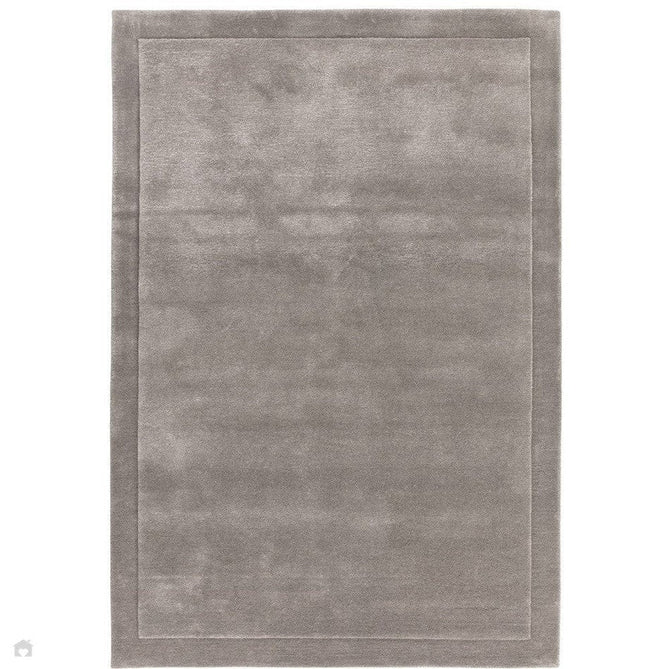 Rise Modern Plain Hi-Low Border Tonal Shimmer Hand-Carved High-Density Heavyweight Wool & Viscose Blend Silver Rug 160 x 230 cm