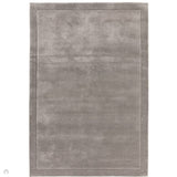 Rise Modern Plain Hi-Low Border Tonal Shimmer Hand-Carved High-Density Heavyweight Wool & Viscose Blend Silver Rug