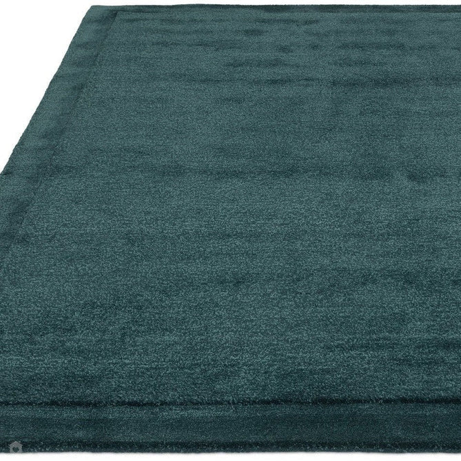 Rise Modern Plain Hi-Low Border Tonal Shimmer Hand-Carved High-Density Heavyweight Wool & Viscose Blend Teal Rug-Asiatic Carpets-Rug Love - The Most Loved Rug Store
