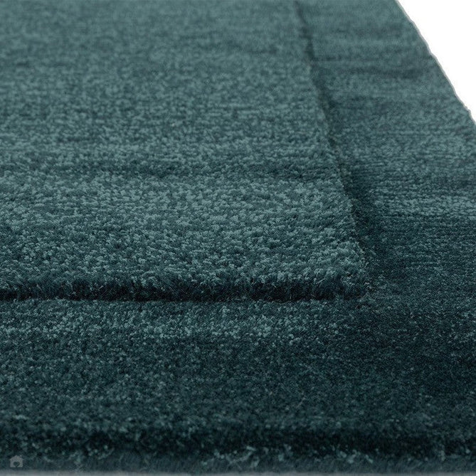 Rise Modern Plain Shimmer Hand-Carved High-Density Heavyweight Hi-Low Border Wool&Viscose Teal Rug-Asiatic Carpets-Rug Love - The Most Loved Rug Store