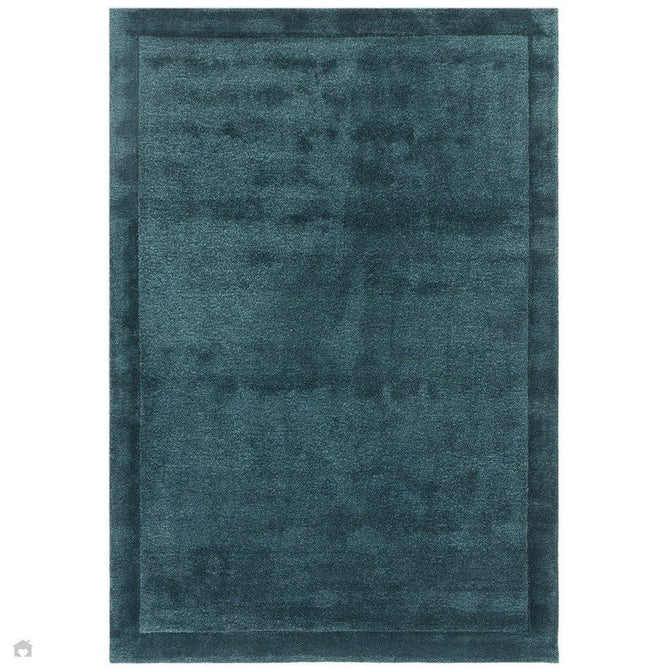 Rise Modern Plain Shimmer Hand-Carved High-Density Heavyweight Hi-Low Border Wool&Viscose Teal Rug-Asiatic Carpets-Rug Love - The Most Loved Rug Store