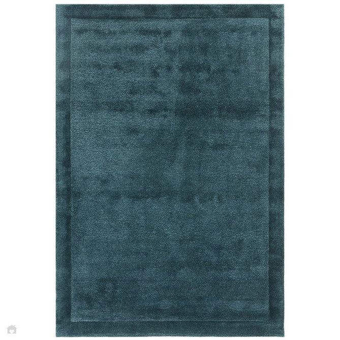 Rise Modern Plain Shimmer Hand-Carved High-Density Heavyweight Hi-Low Border Wool&Viscose Teal Rug-Asiatic Carpets-Rug Love - The Most Loved Rug Store