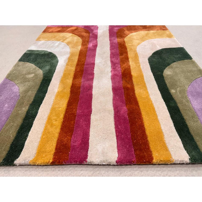 Romy 01 Retro Modern Symmetrical Arches Hand-Woven Soft Wool-Feel Eco Fibre Rainbow Pink/Multicolour Rug-Asiatic Carpets-Rug Love - The Most Loved Rug Store