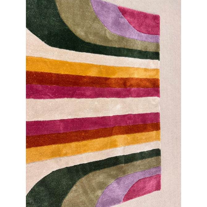 Romy 01 Retro Modern Symmetrical Arches Hand-Woven Soft Wool-Feel Eco Fibre Rainbow Pink/Multicolour Rug-Asiatic Carpets-Rug Love - The Most Loved Rug Store